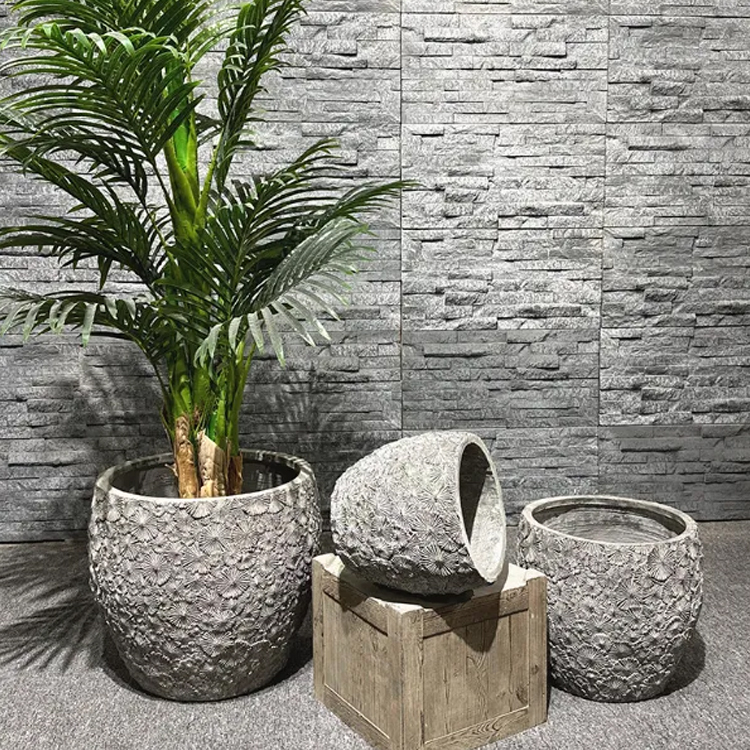 Engraved Cement Pots